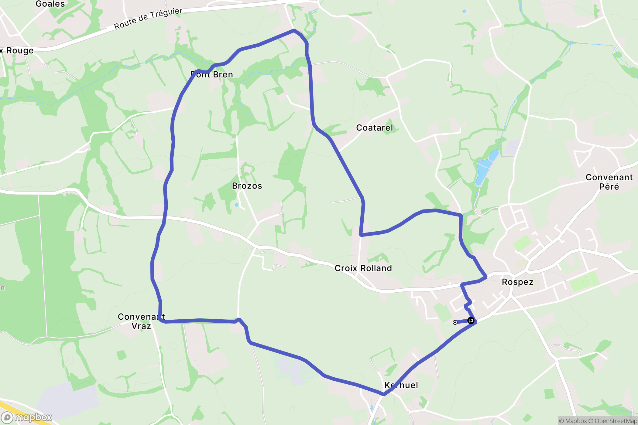 Rospez : carte du parcours de randonnée - France