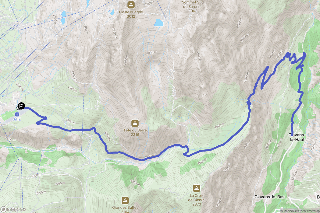Huez : carte du parcours de randonnée - France