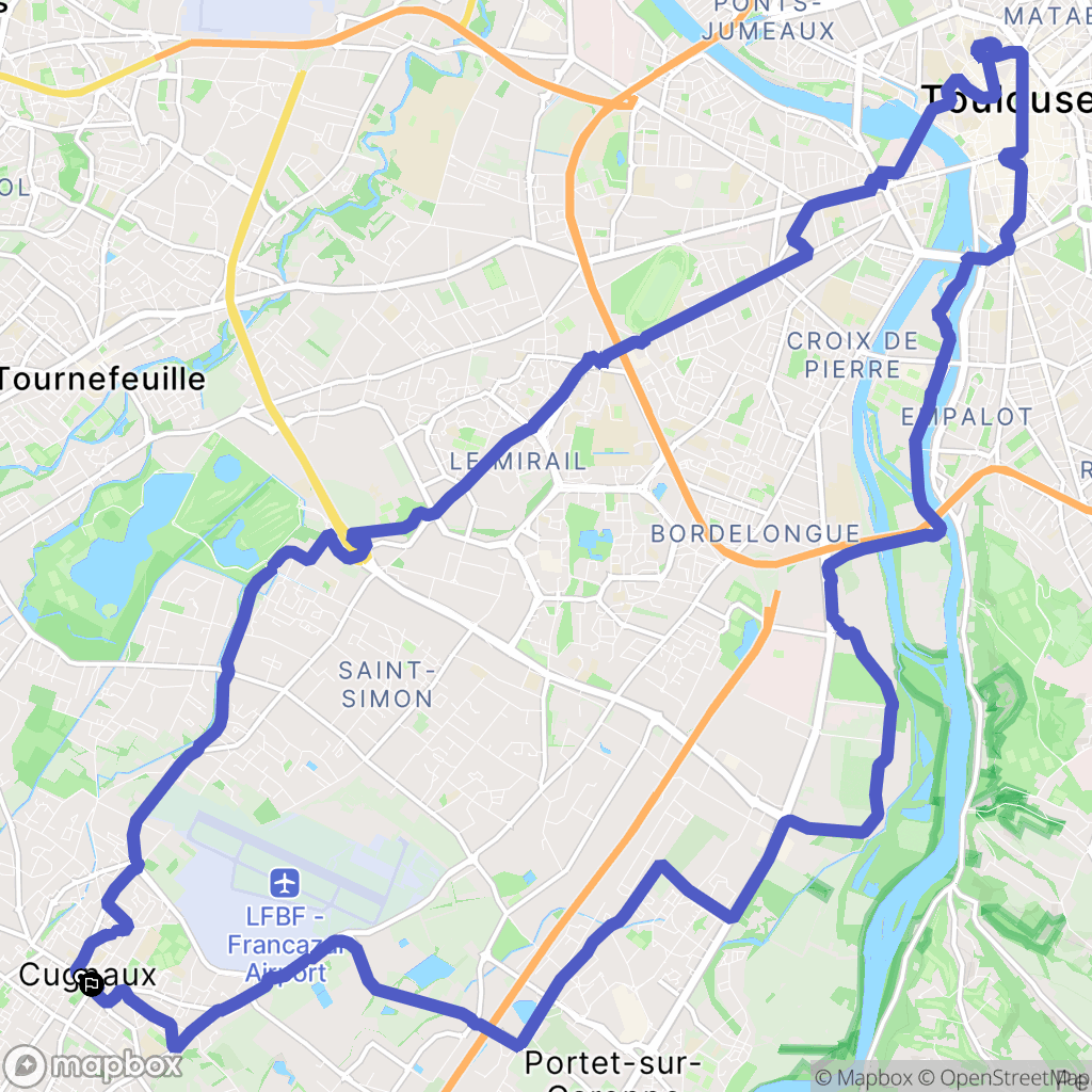Cugnaux : carte du parcours de randonnée - France