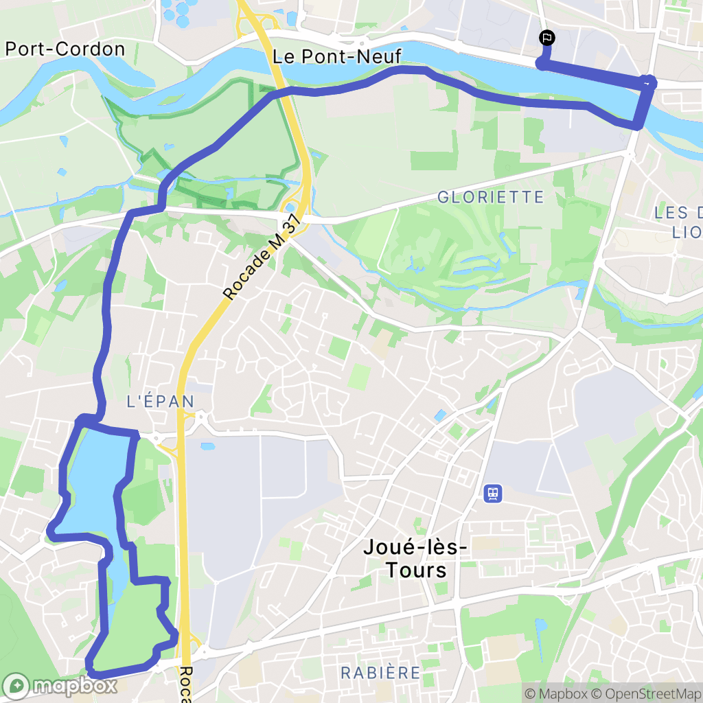 Tours : carte du parcours de randonnée - France