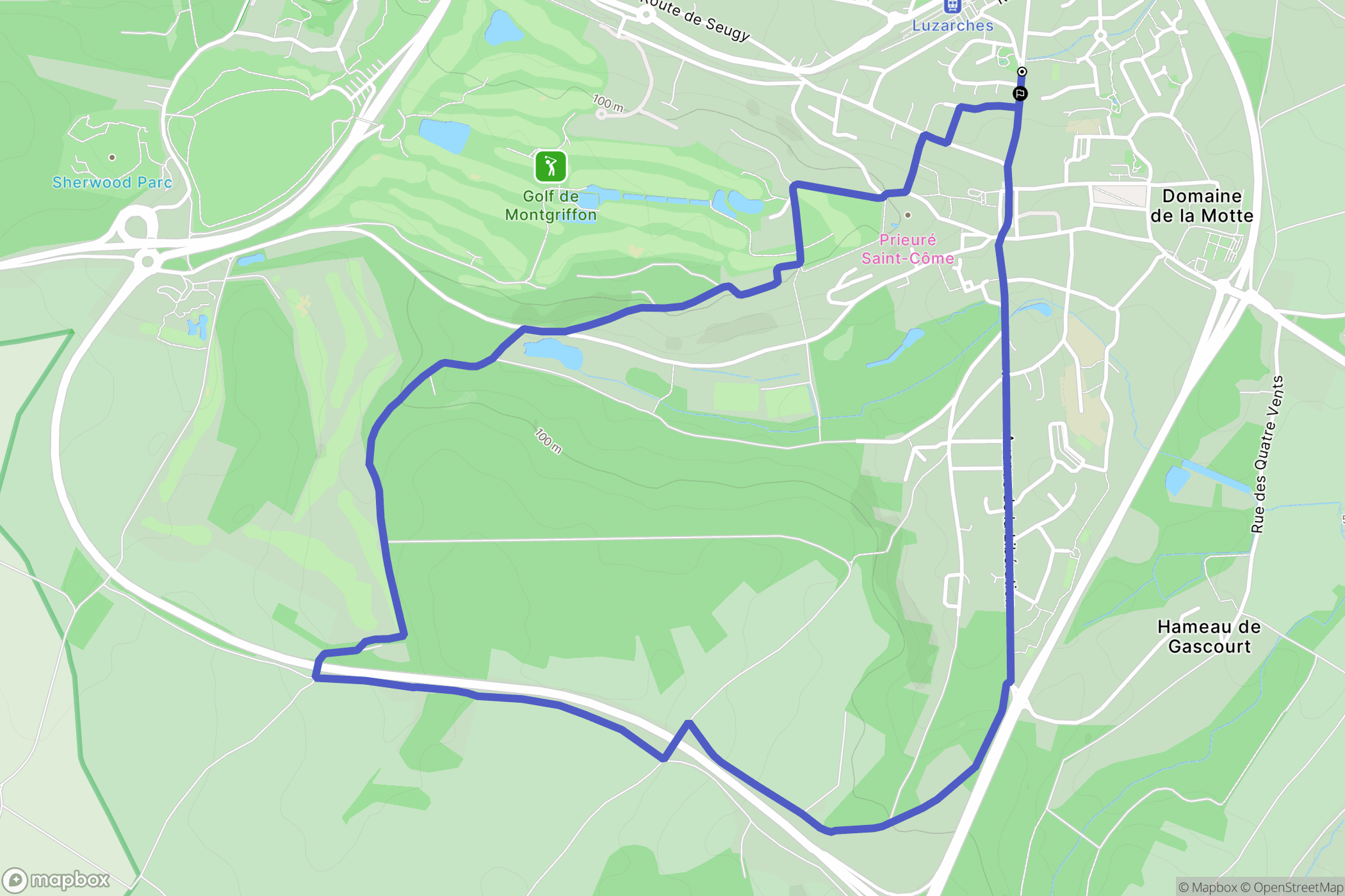 Luzarches : carte du parcours de randonnée - France