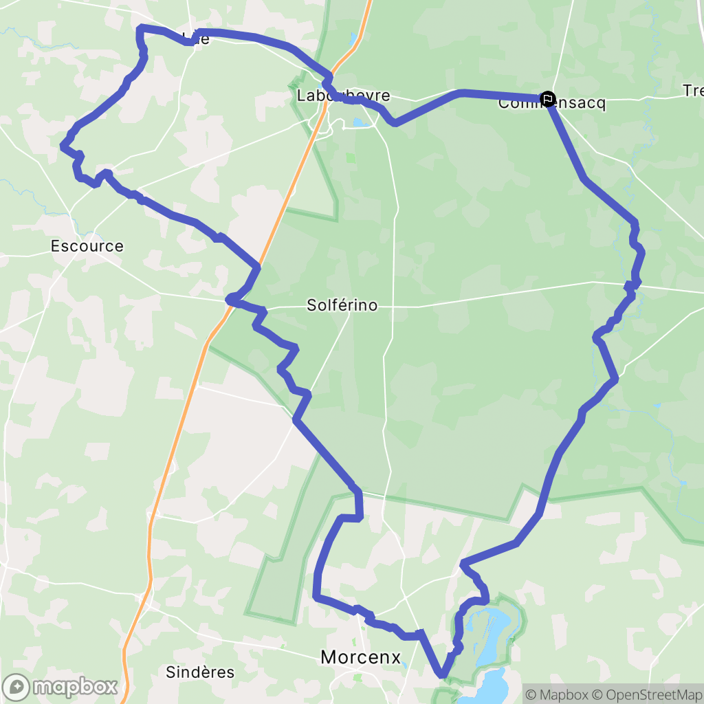 Commensacq : carte du parcours de randonnée - France