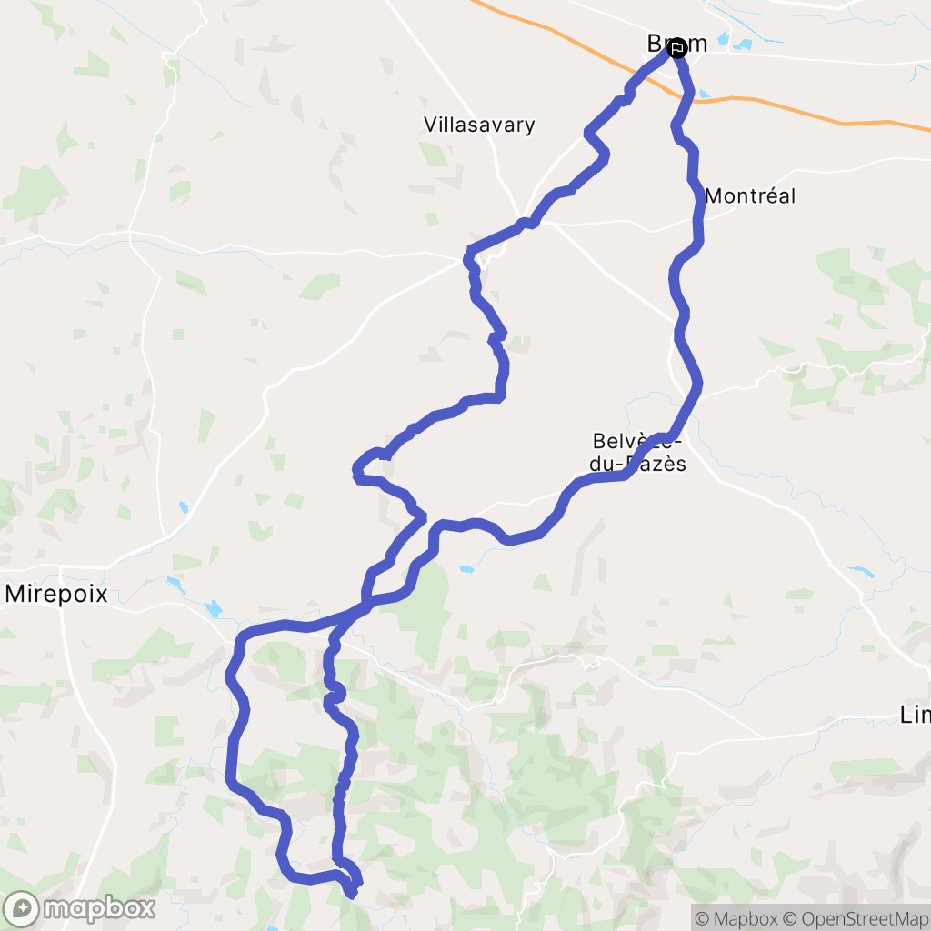 Bram : carte du parcours de randonnée - France