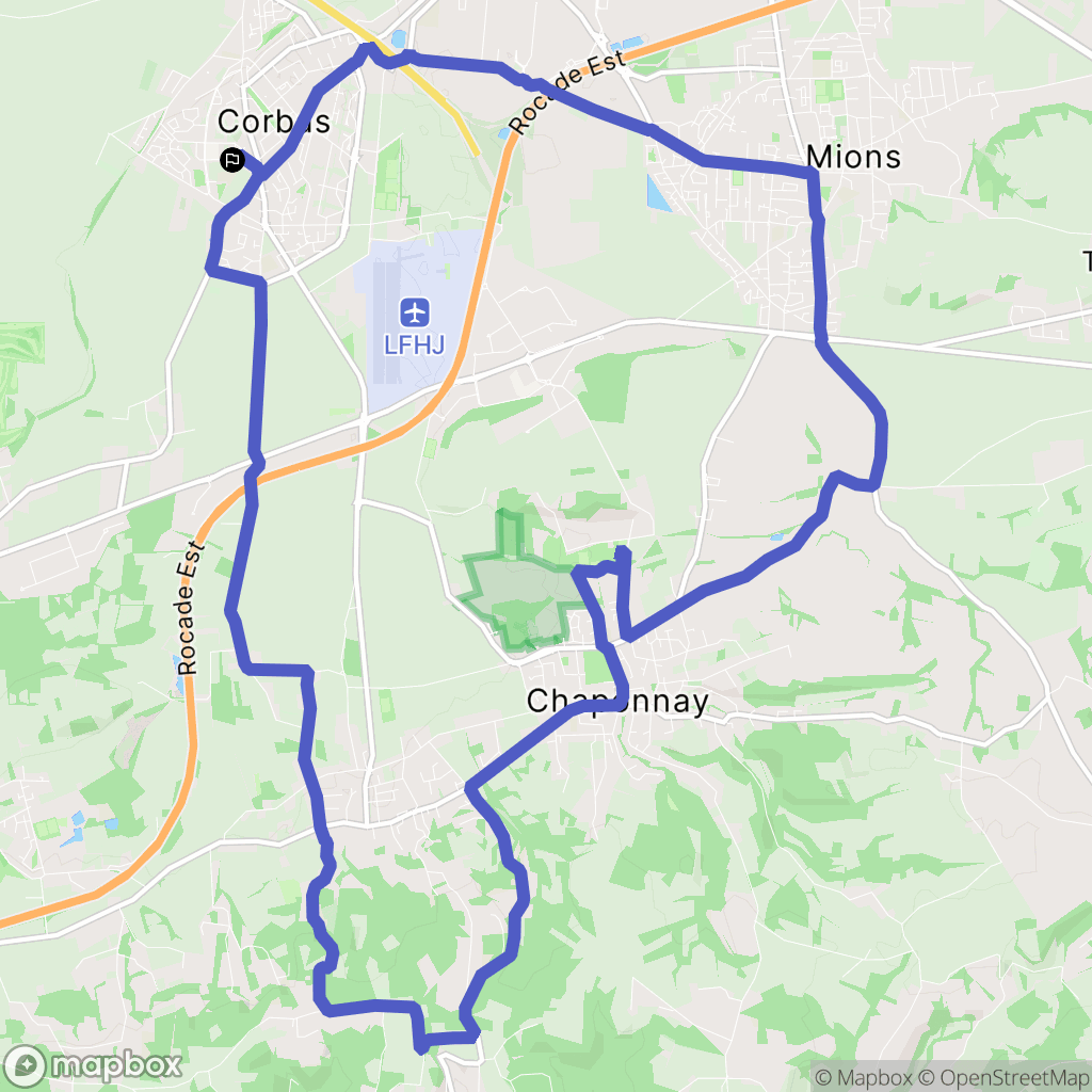 Corbas : carte du parcours de randonnée - France