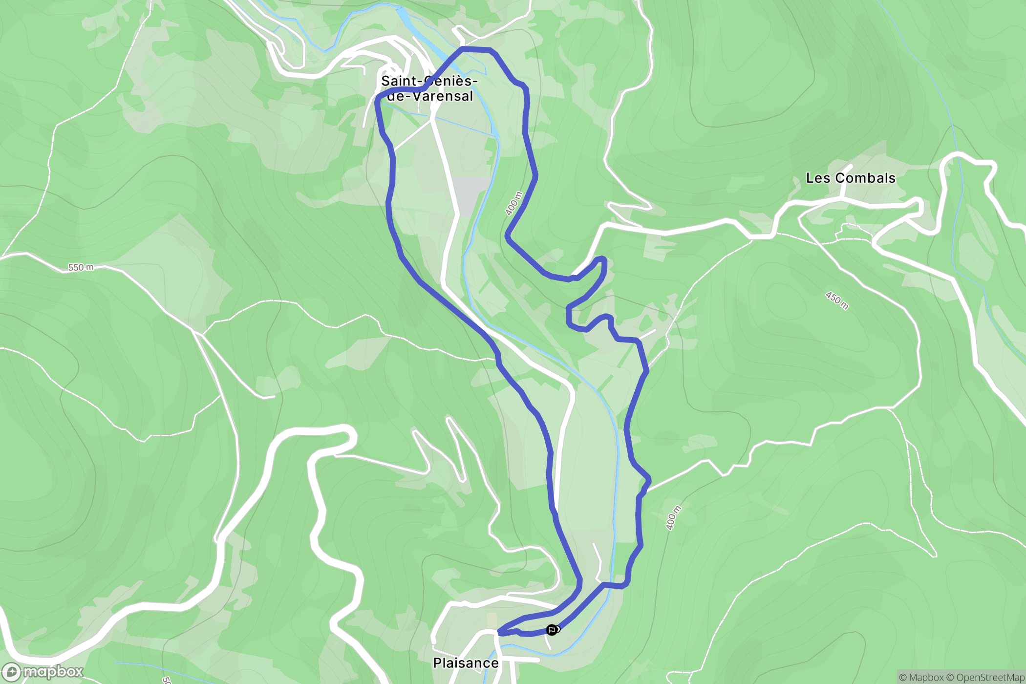 Saint-Génies-de-Varensal : carte du parcours de randonnée - France