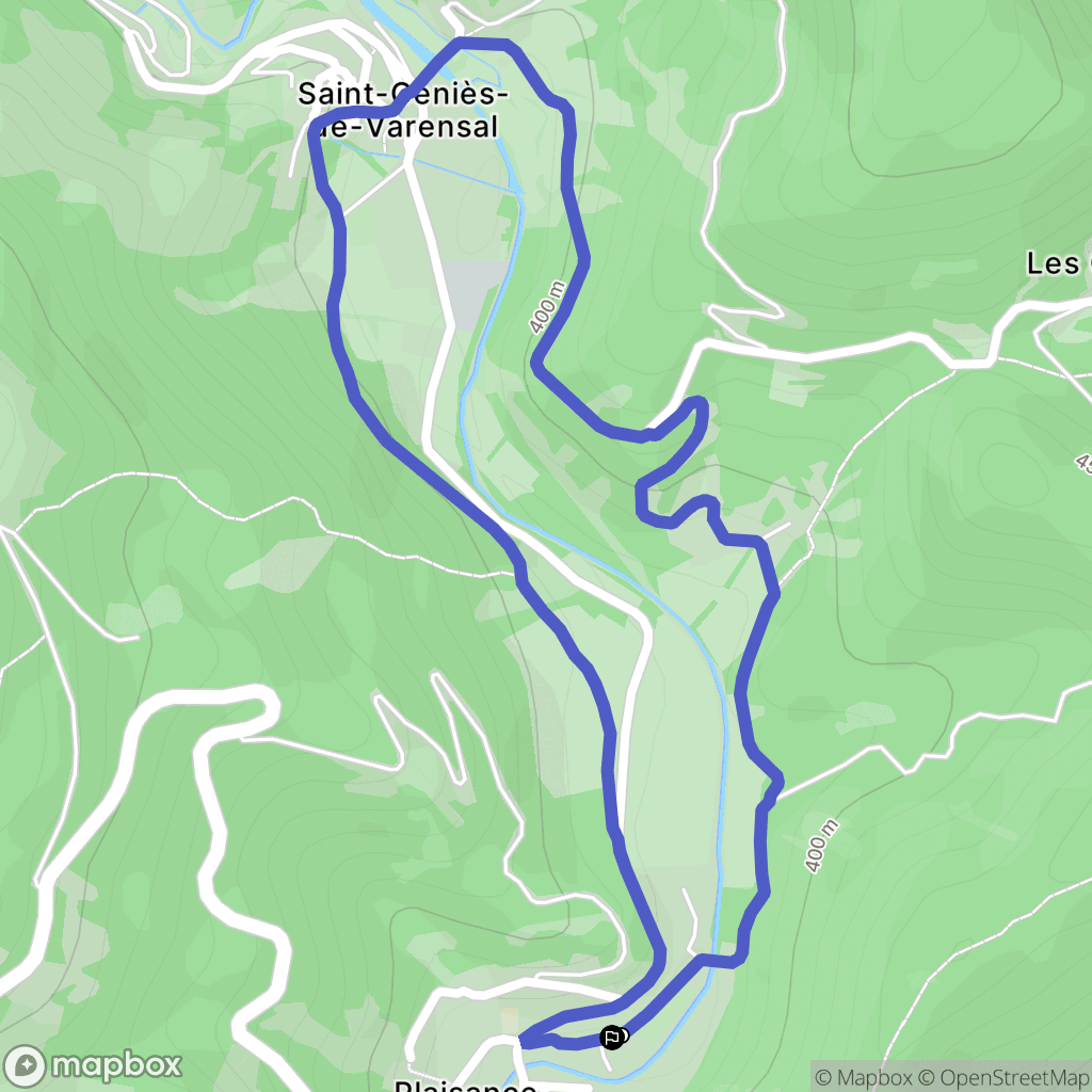 Saint-Génies-de-Varensal : carte du parcours de randonnée - France