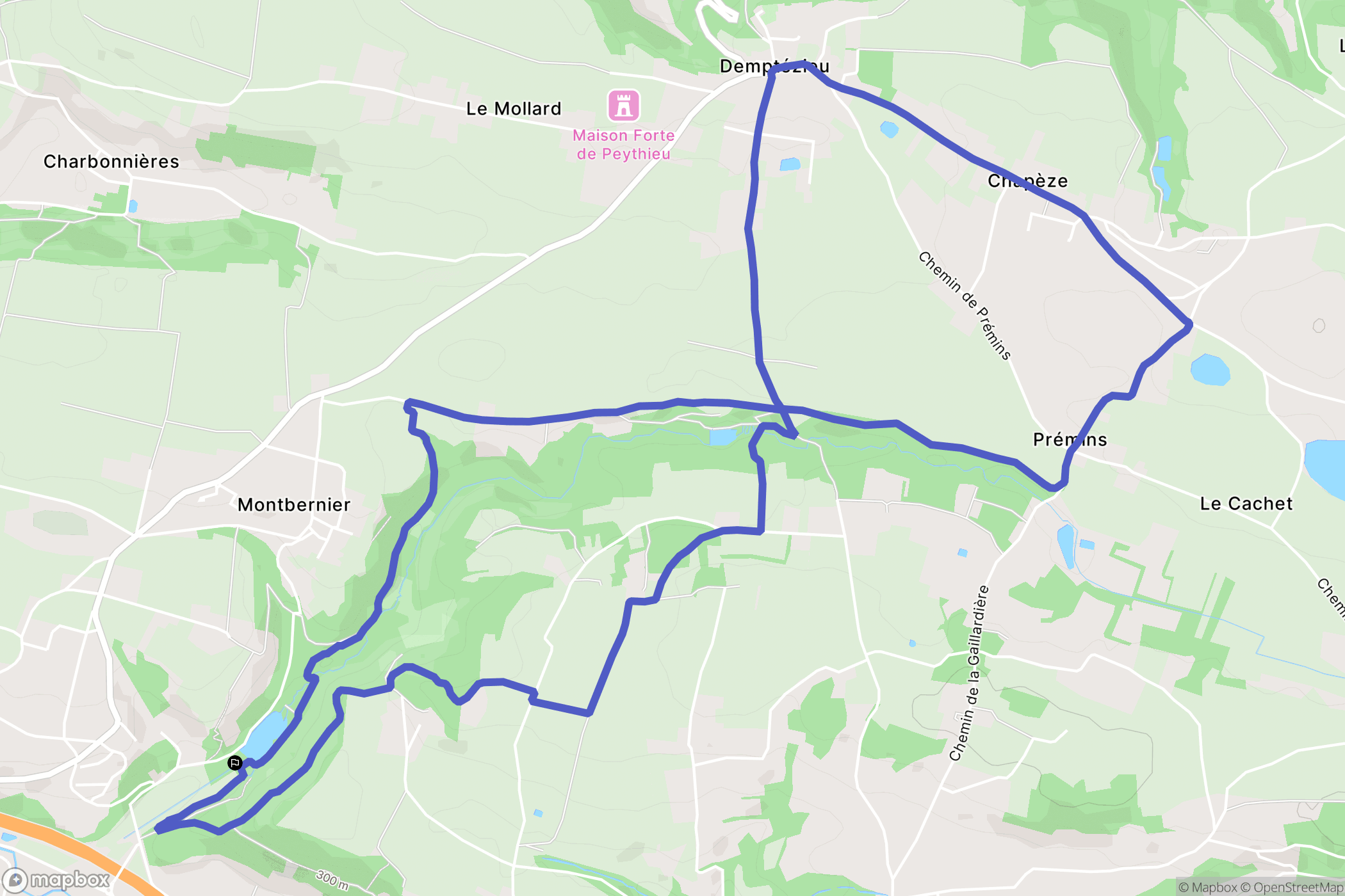 Bourgoin-Jallieu : carte du parcours de randonnée - France