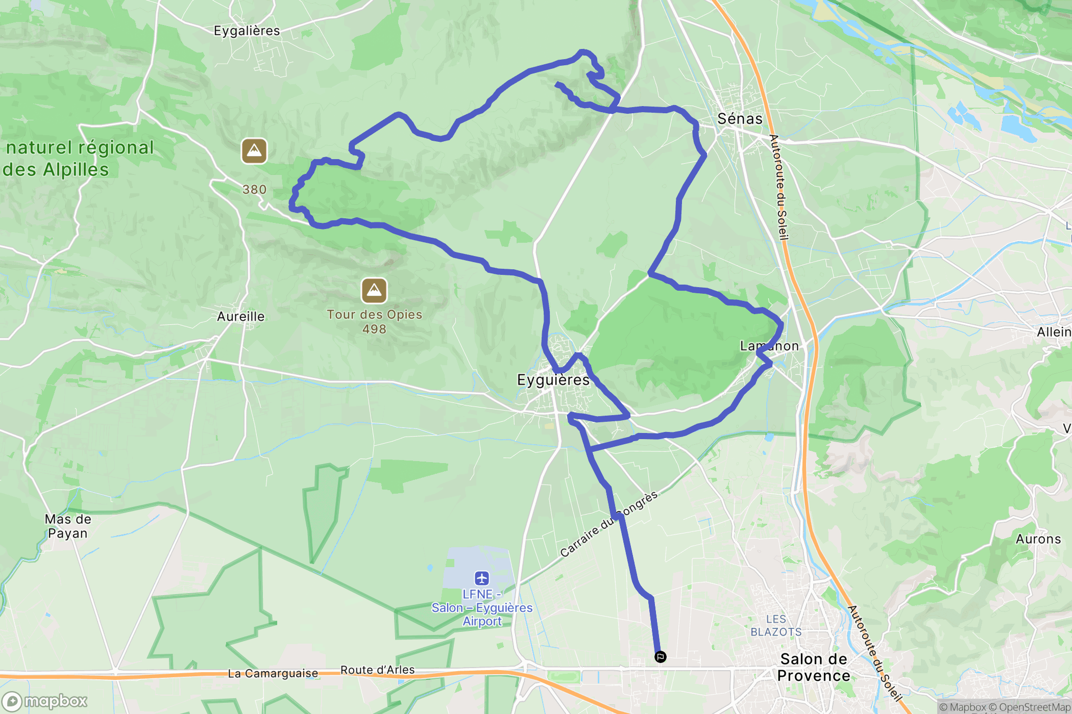 Salon-de-Provence : carte du parcours de randonnée - France