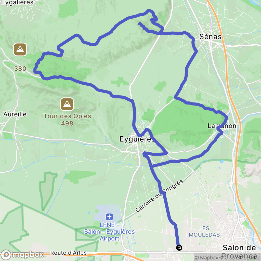 Salon-de-Provence : carte du parcours de randonnée - France