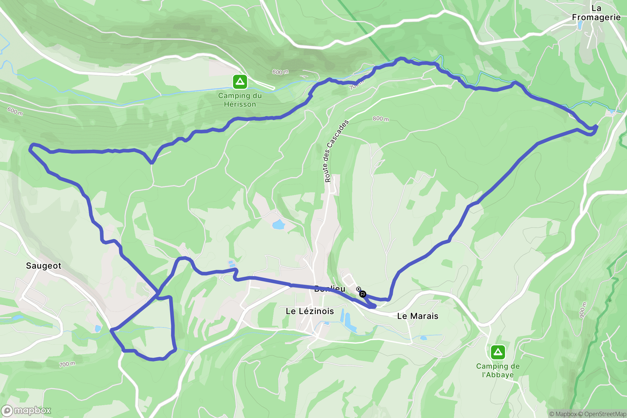 Bonlieu : carte du parcours de randonnée - France