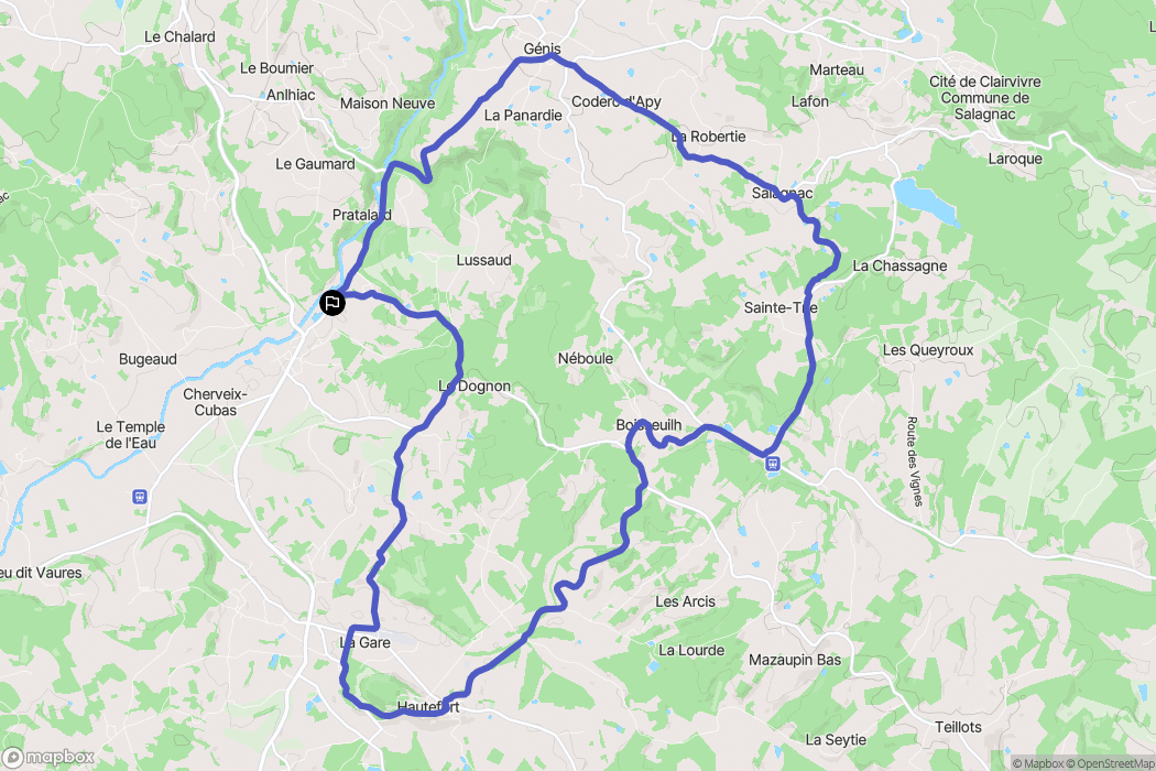 Cherveix-Cubas : carte du parcours de randonnée - France