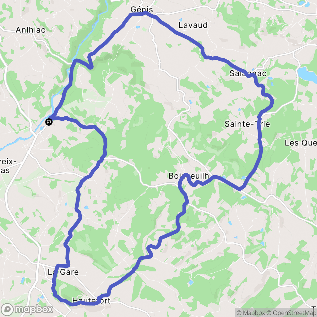 Cherveix-Cubas : carte du parcours de randonnée - France