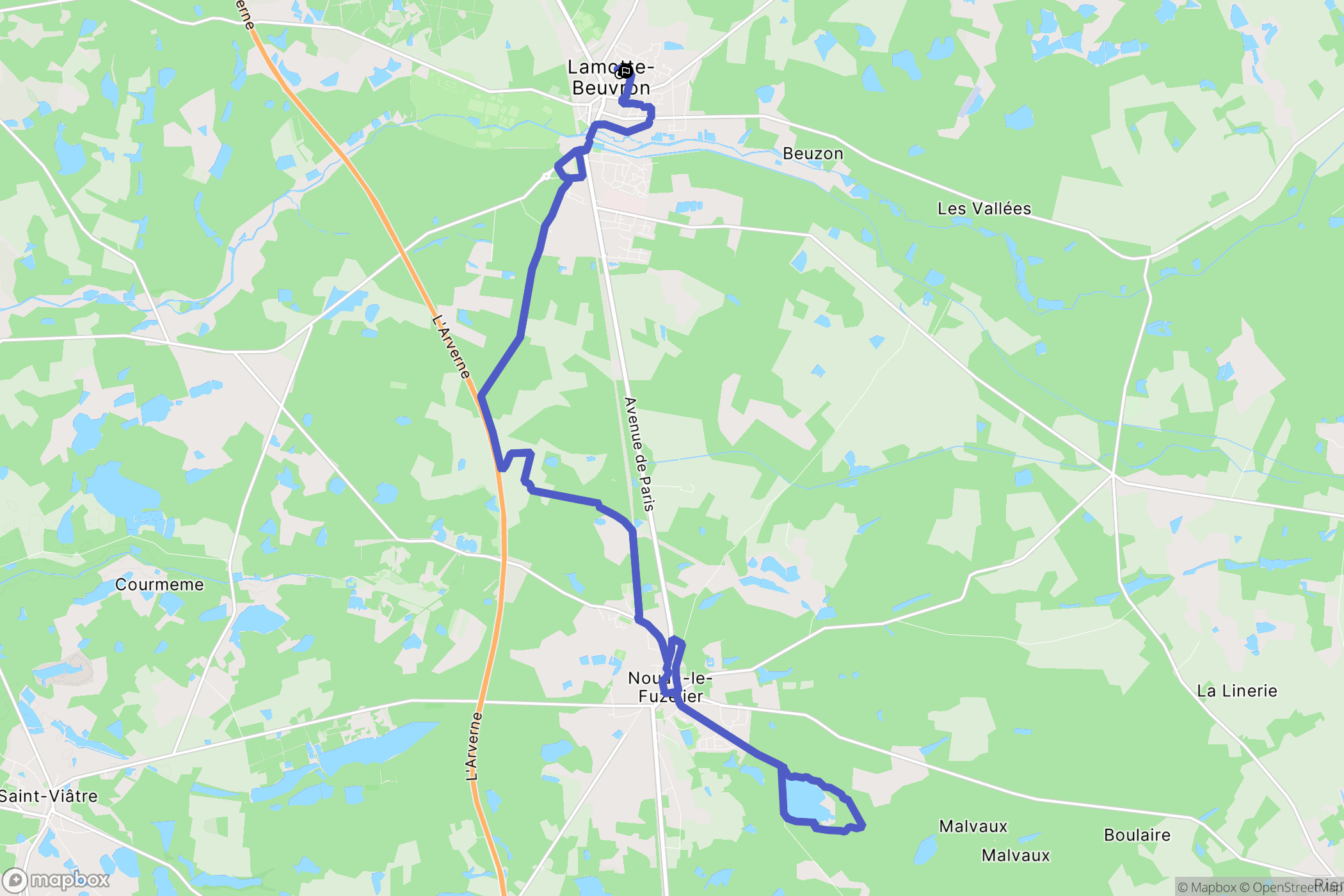 Lamotte-Beuvron : carte du parcours de randonnée - France