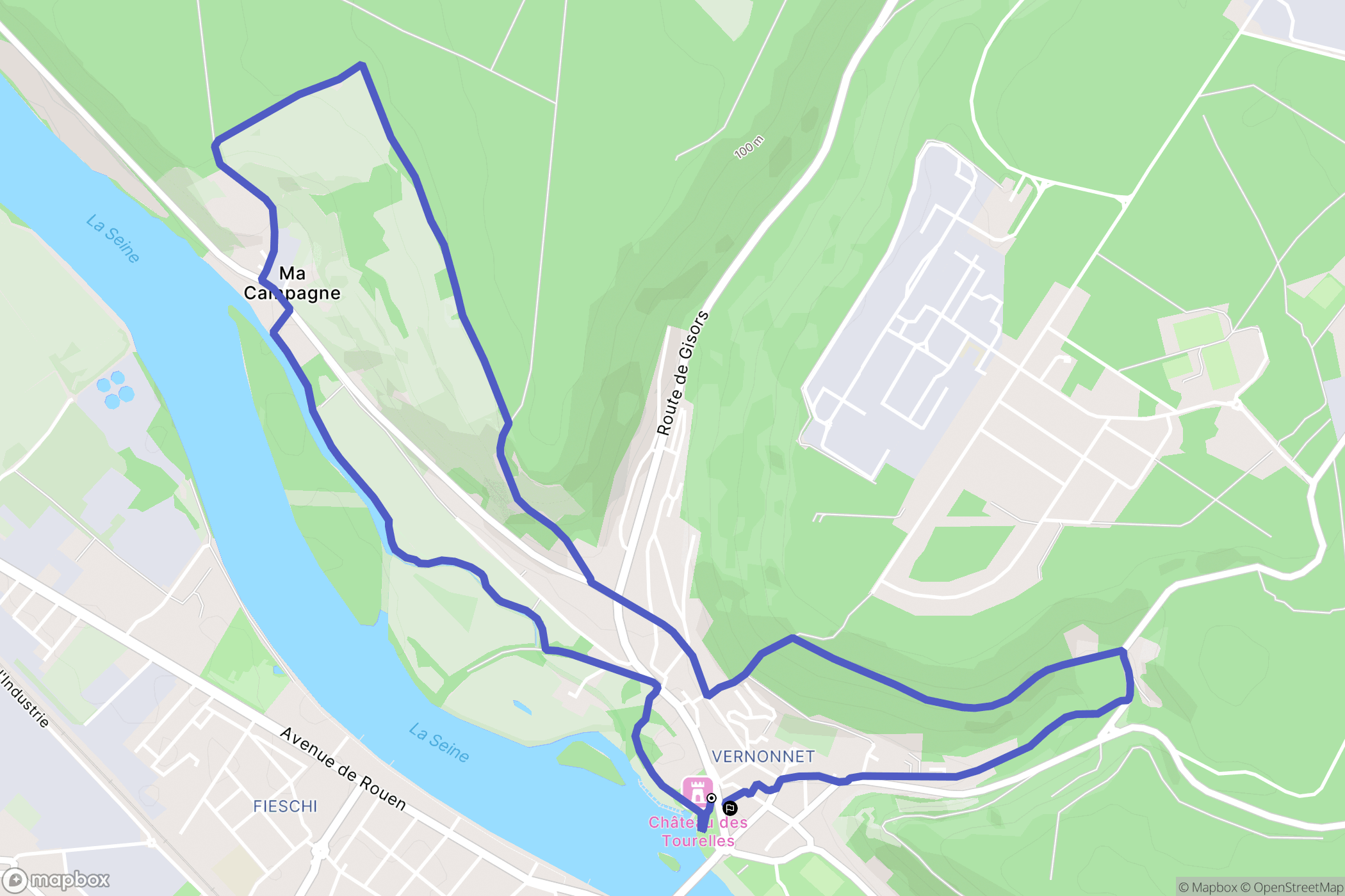 Vernon : carte du parcours de randonnée - France