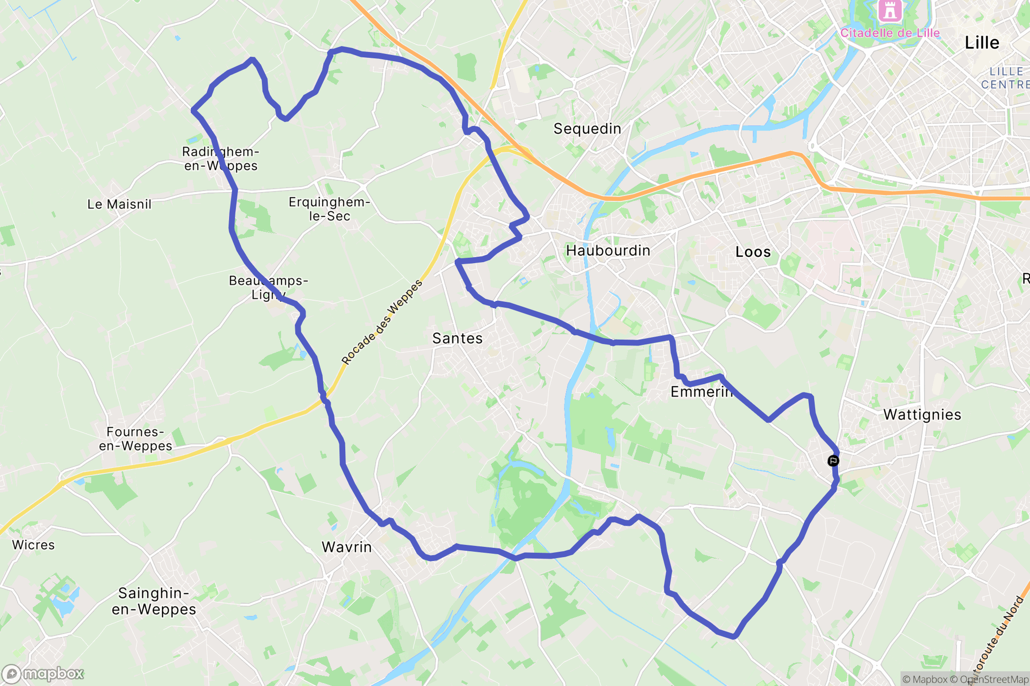 Wattignies : carte du parcours de randonnée - France