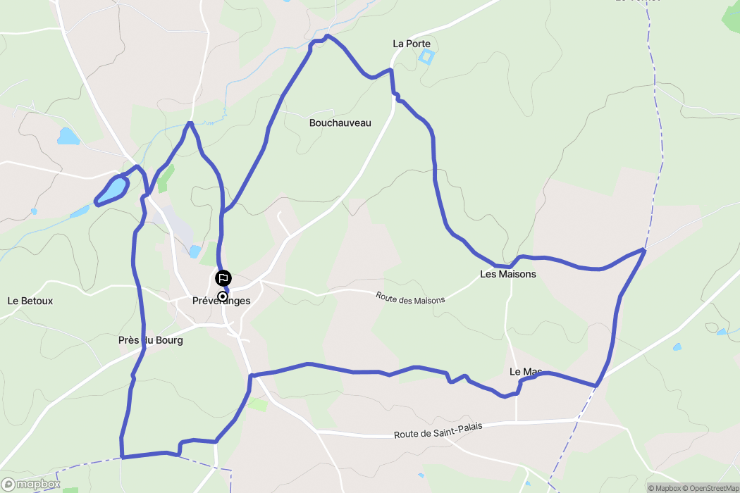 Préveranges : carte du parcours de randonnée - France