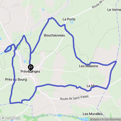 Préveranges : carte du parcours de randonnée - France