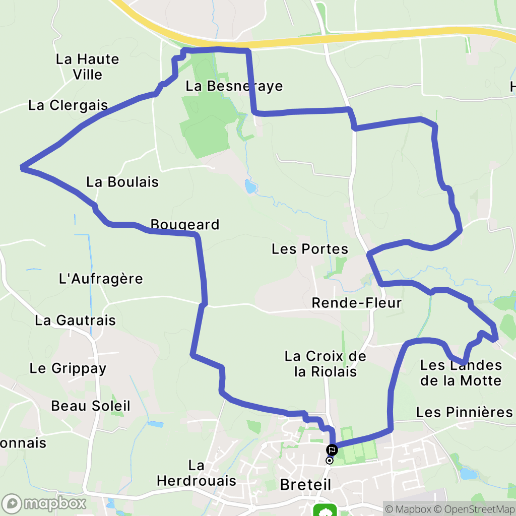 Breteil : carte du parcours de randonnée - France