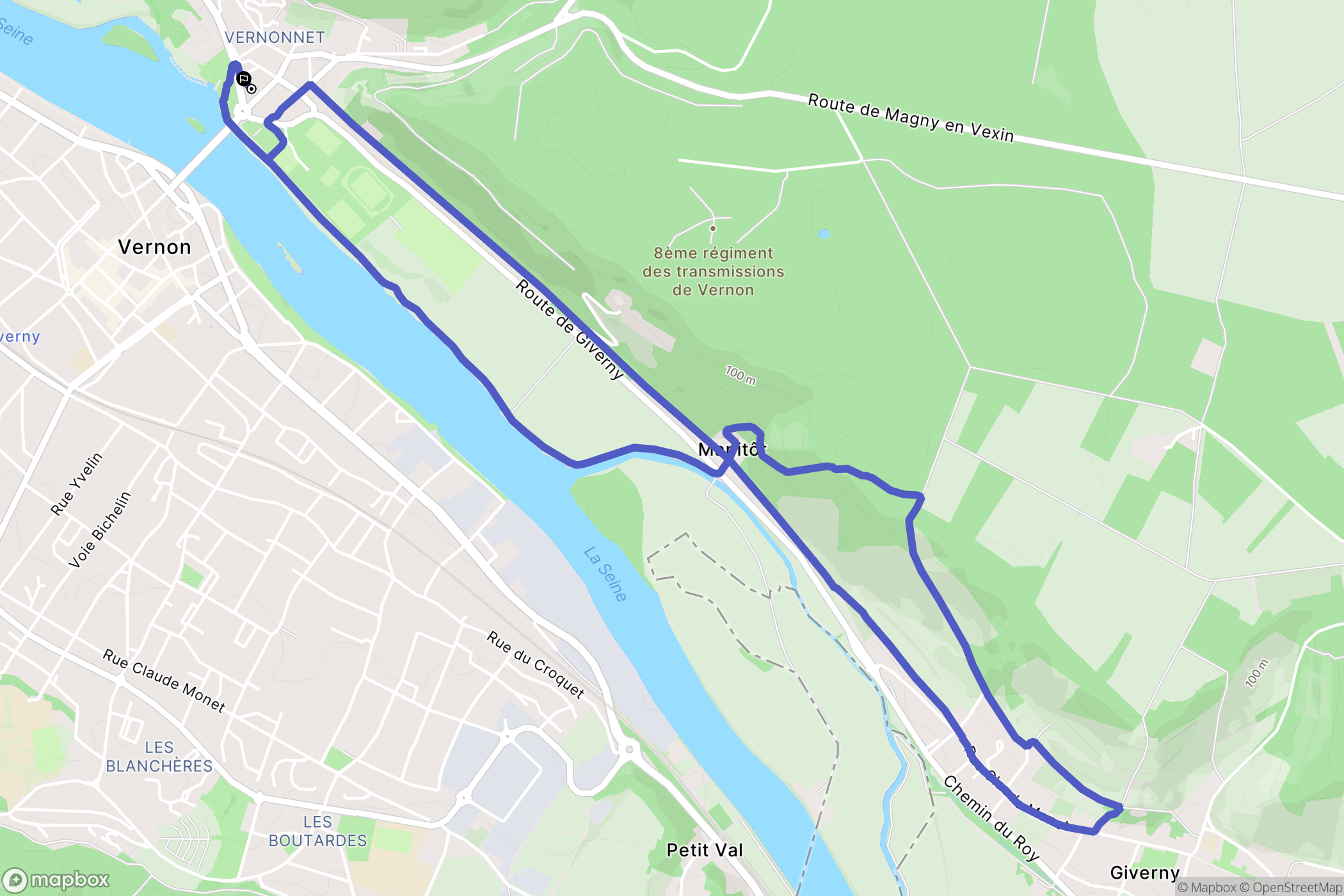Vernon : carte du parcours de randonnée - France