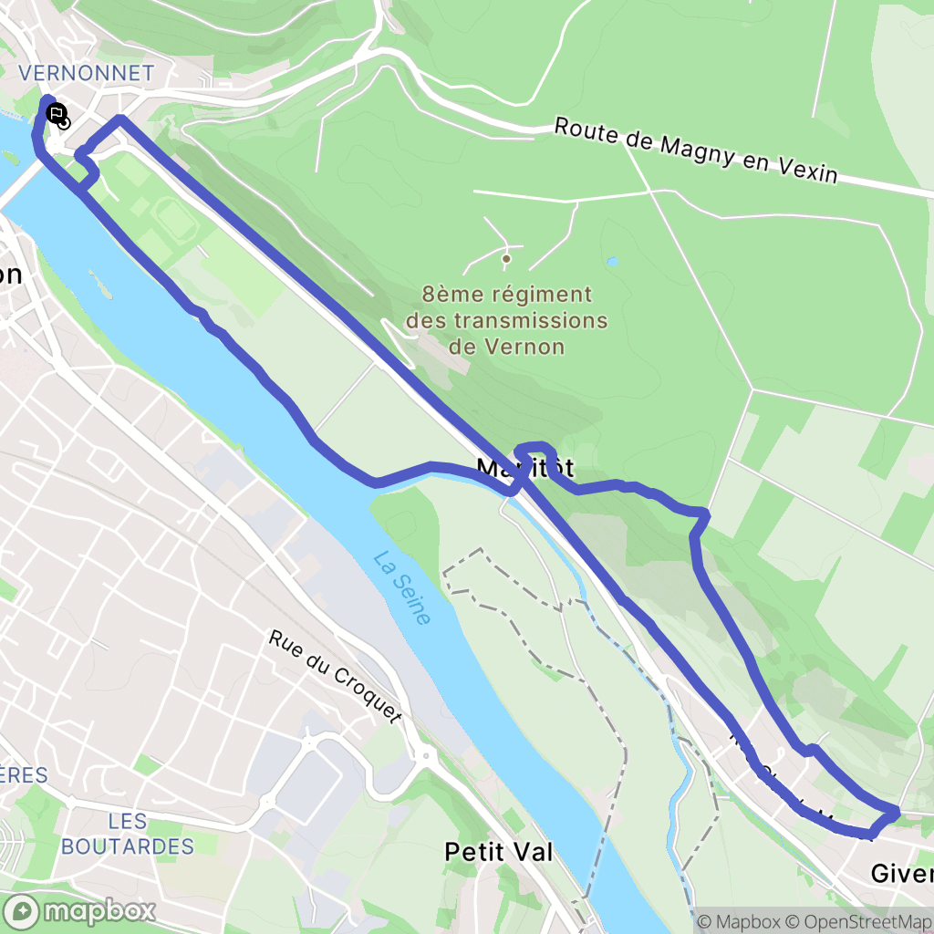Vernon : carte du parcours de randonnée - France
