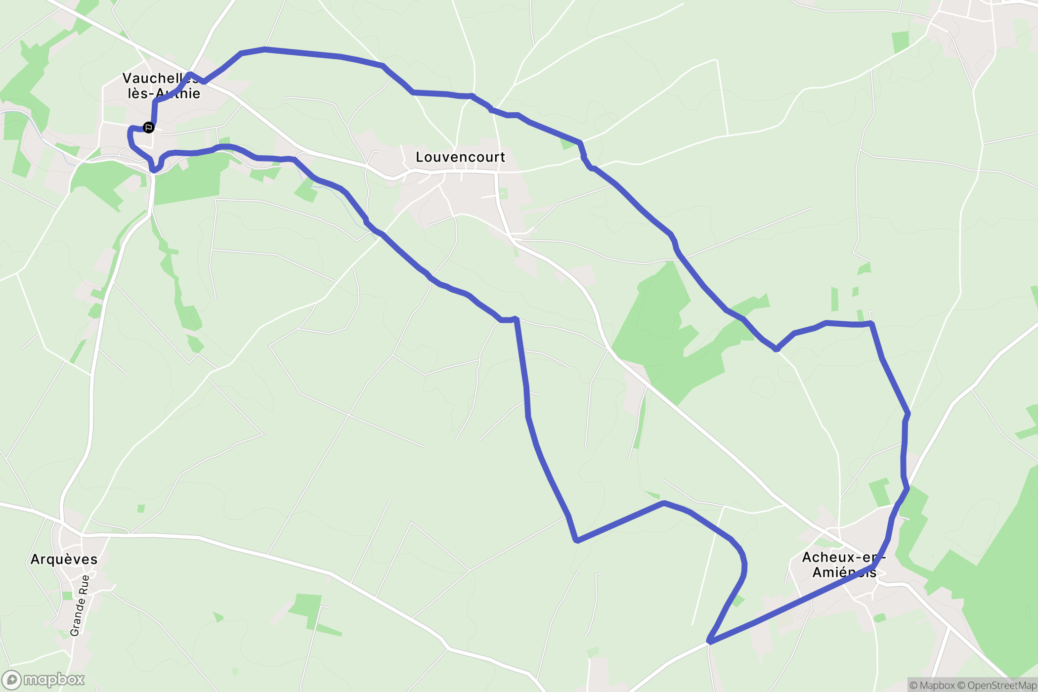 Vauchelles-lès-Authie : carte du parcours de randonnée - France