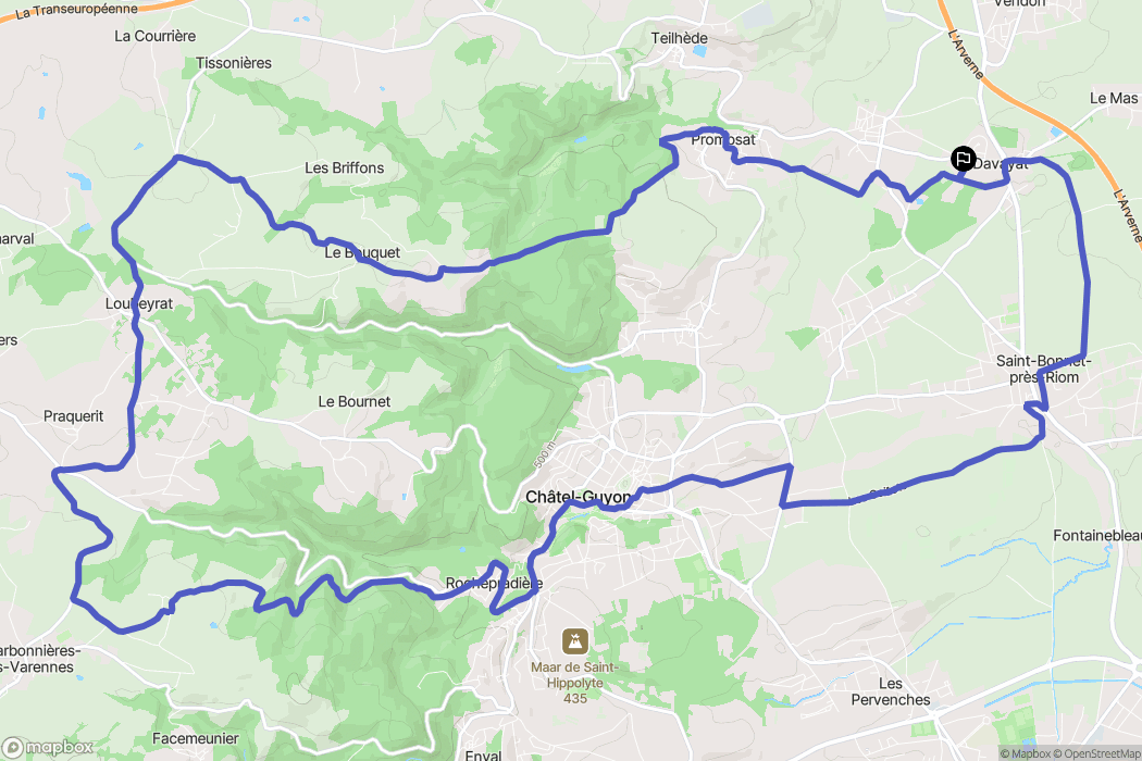 Davayat : carte du parcours de randonnée - France