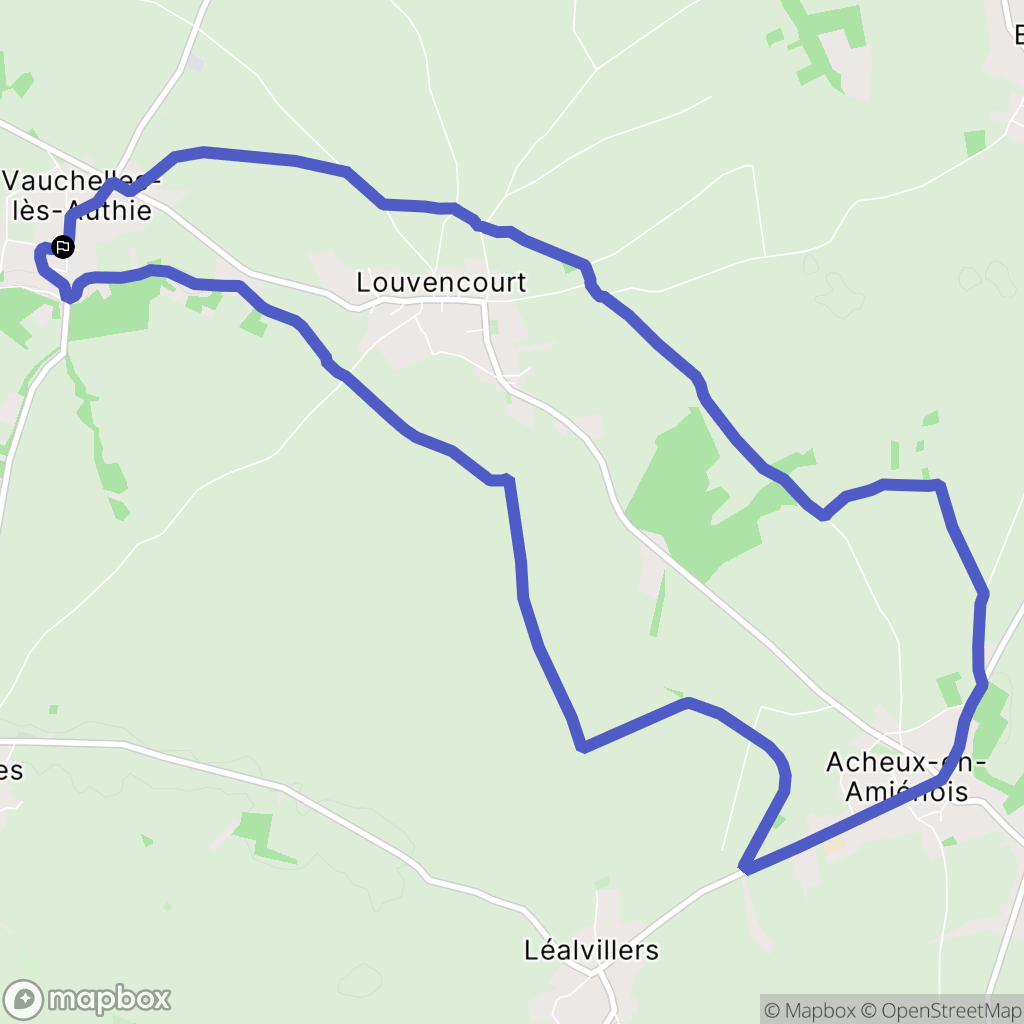 Vauchelles-lès-Authie : carte du parcours de randonnée - France