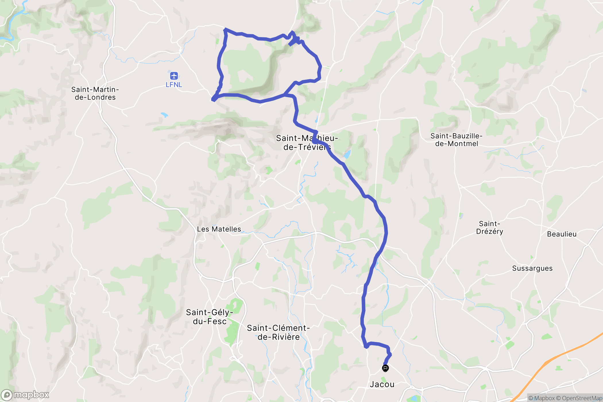 Jacou : carte du parcours de randonnée - France