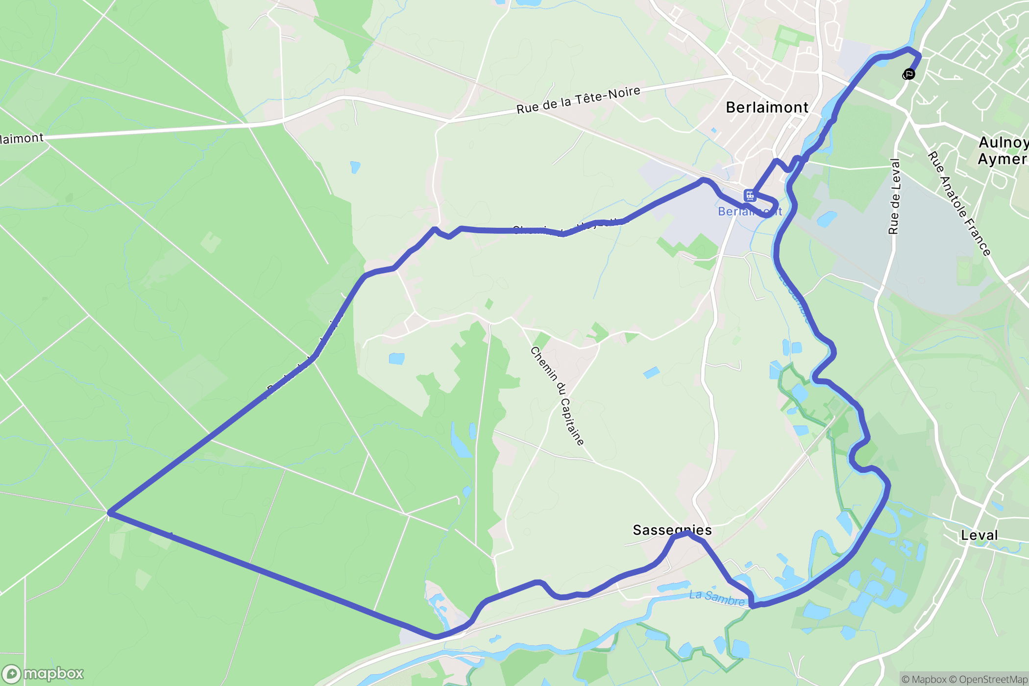 Aulnoye-Aymeries : carte du parcours de randonnée - France