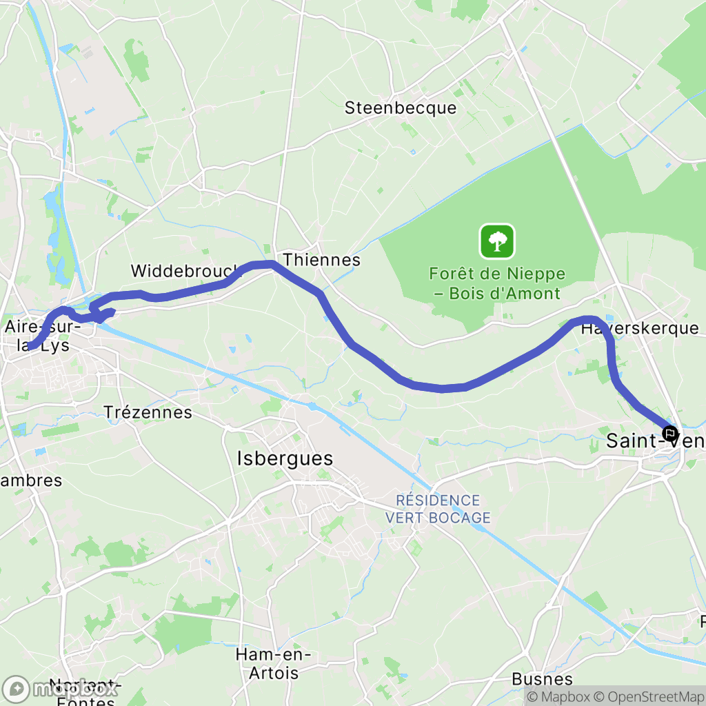 Saint-Venant : carte du parcours de randonnée - France