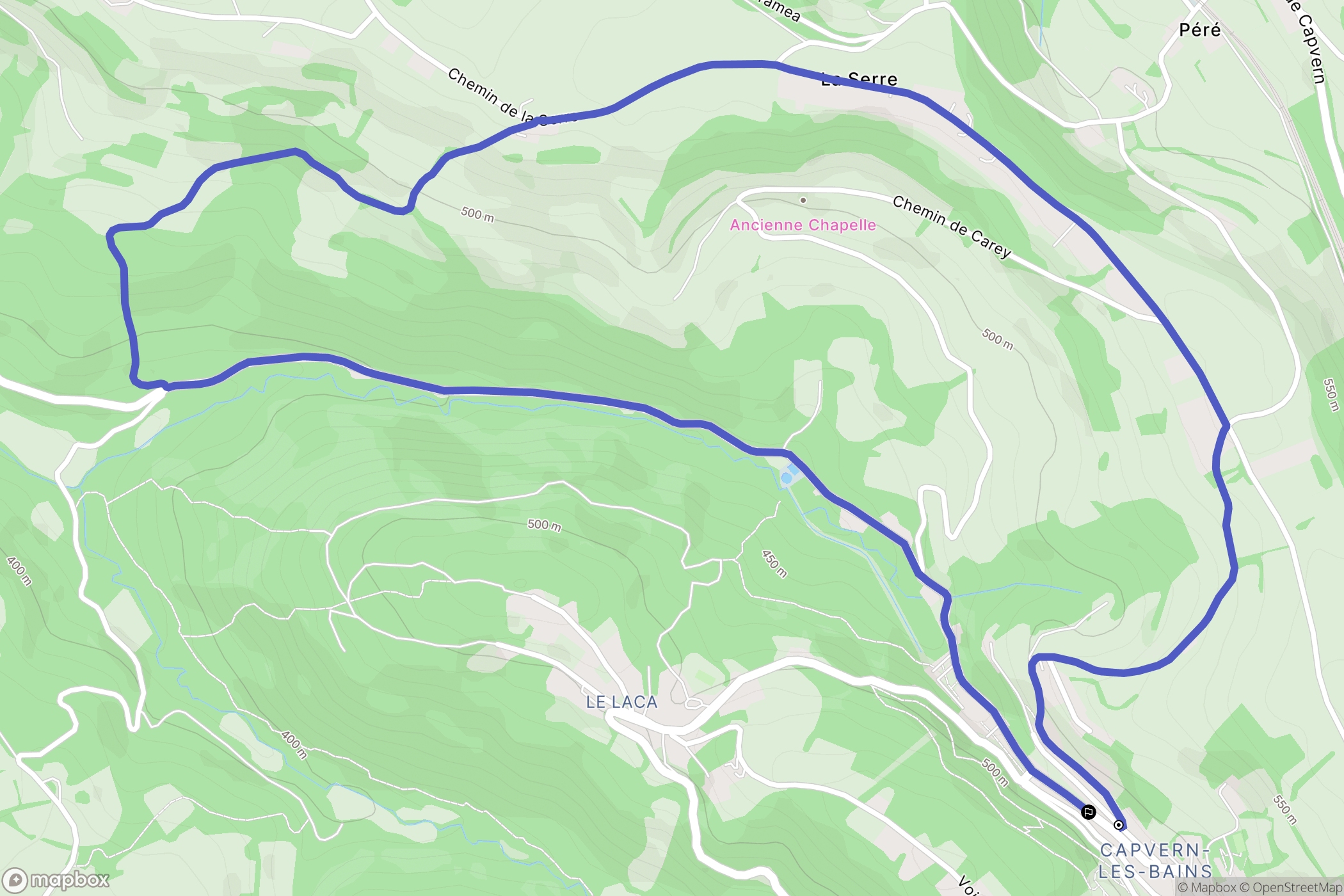 Capvern : carte du parcours de randonnée - France