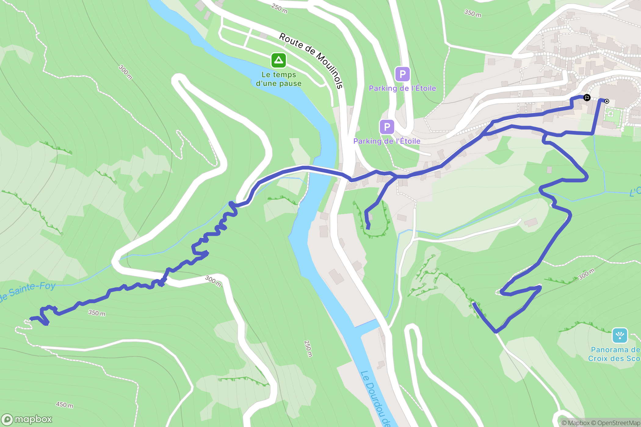 Conques-en-Rouergue : carte du parcours de randonnée - France
