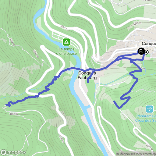 Conques-en-Rouergue : carte du parcours de randonnée - France
