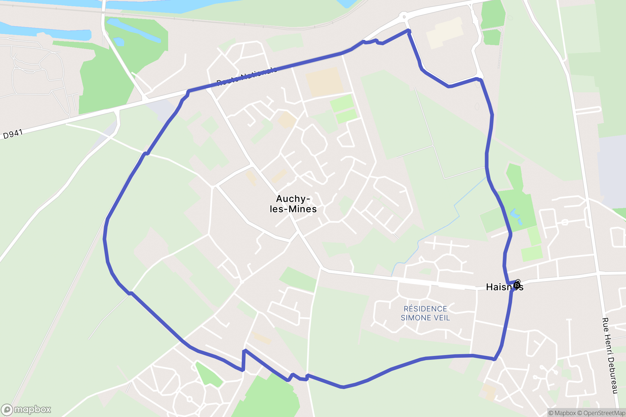 Haisnes : carte du parcours de randonnée - France
