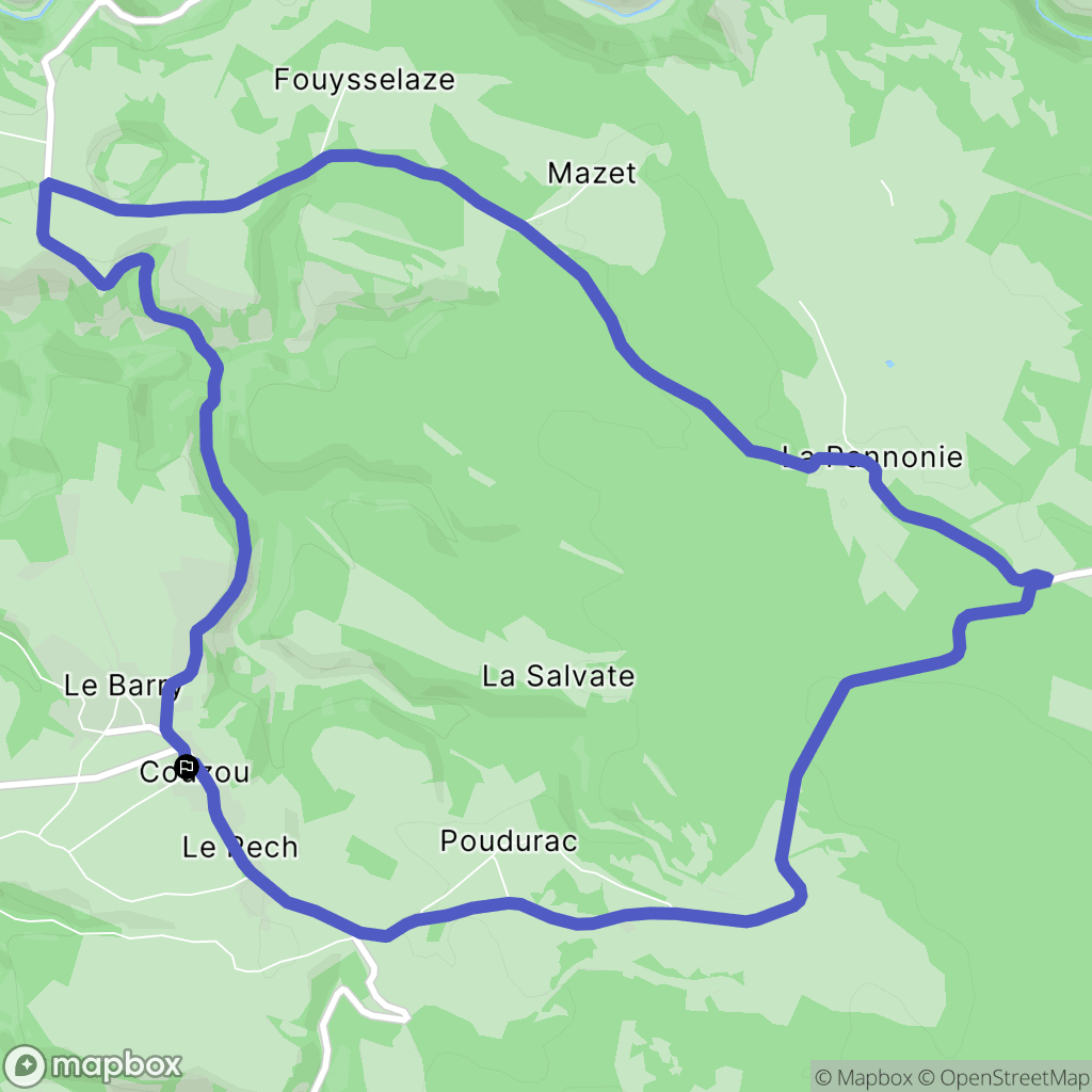 Couzou : carte du parcours de randonnée - France