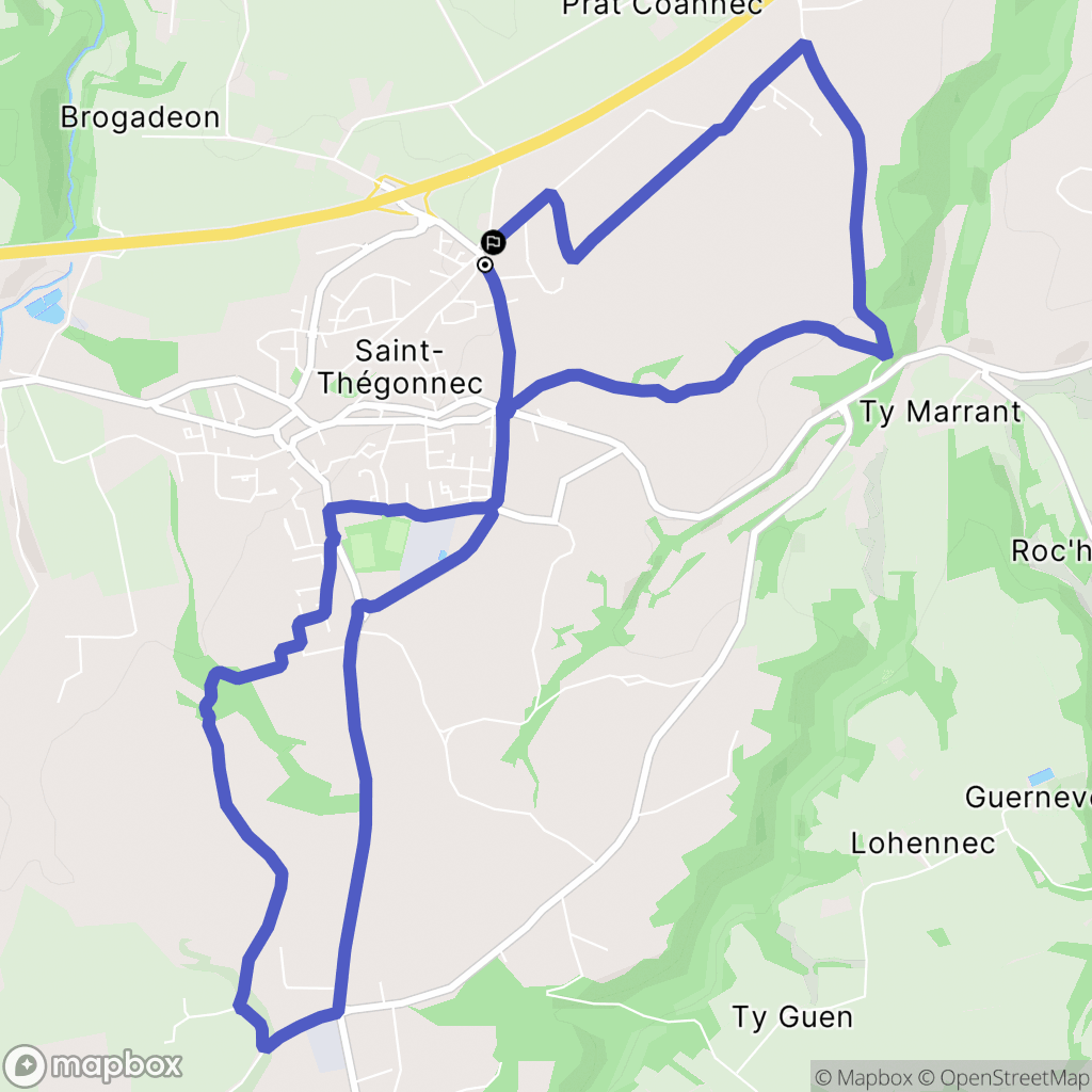 Saint-Thégonnec Loc-Eguiner : carte du parcours de randonnée - France