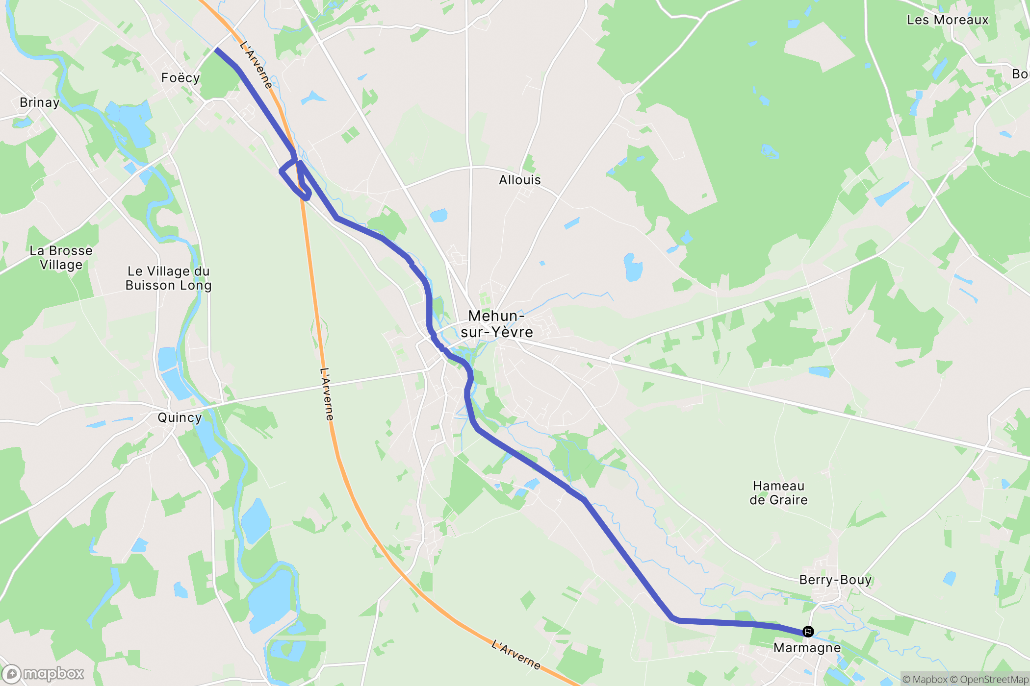Marmagne : carte du parcours de randonnée - France