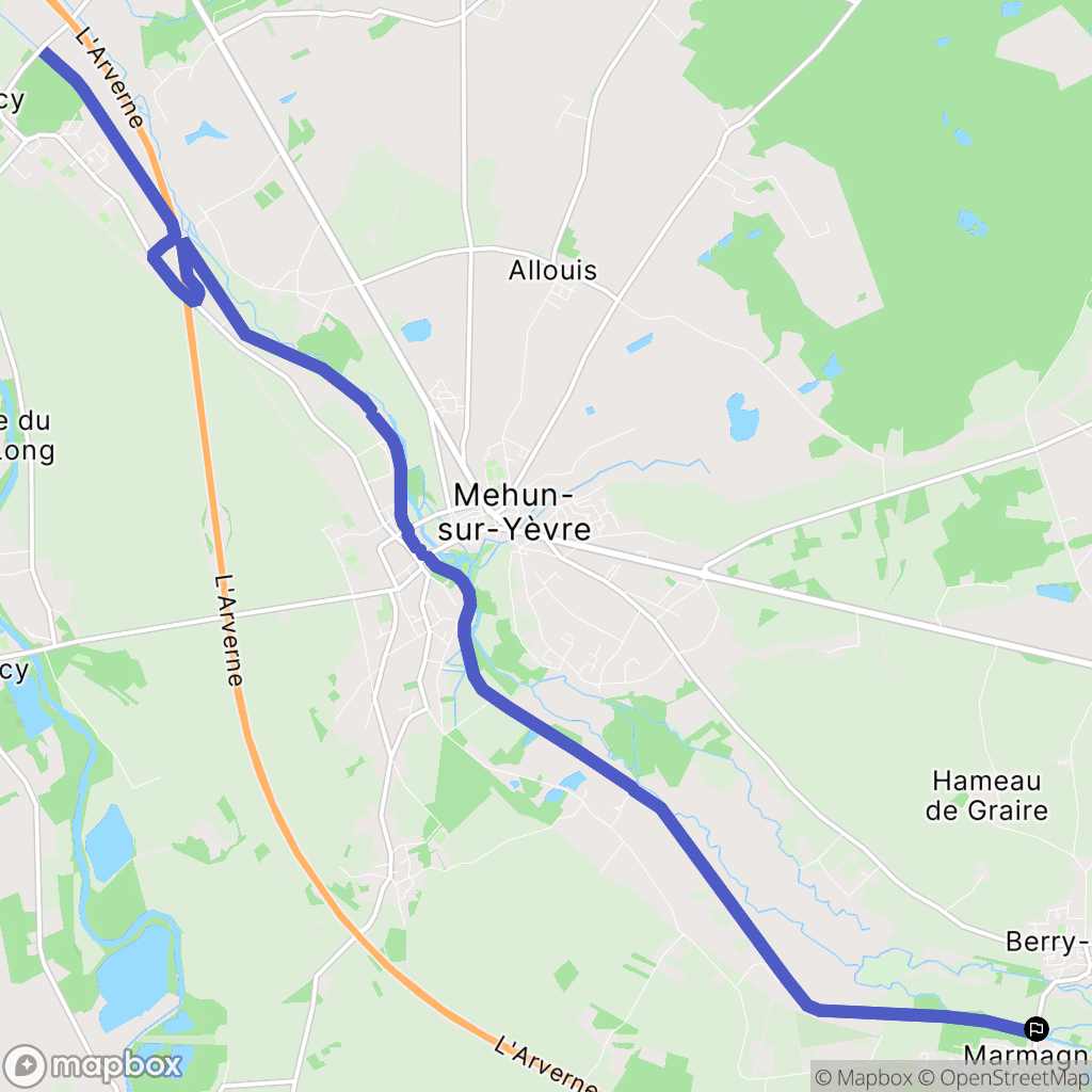 Marmagne : carte du parcours de randonnée - France