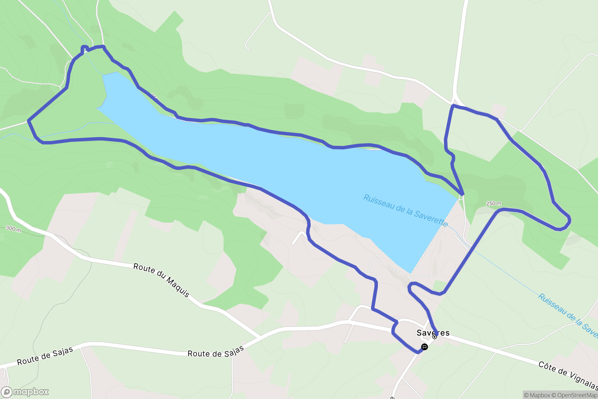 Savères : carte du parcours de randonnée - France