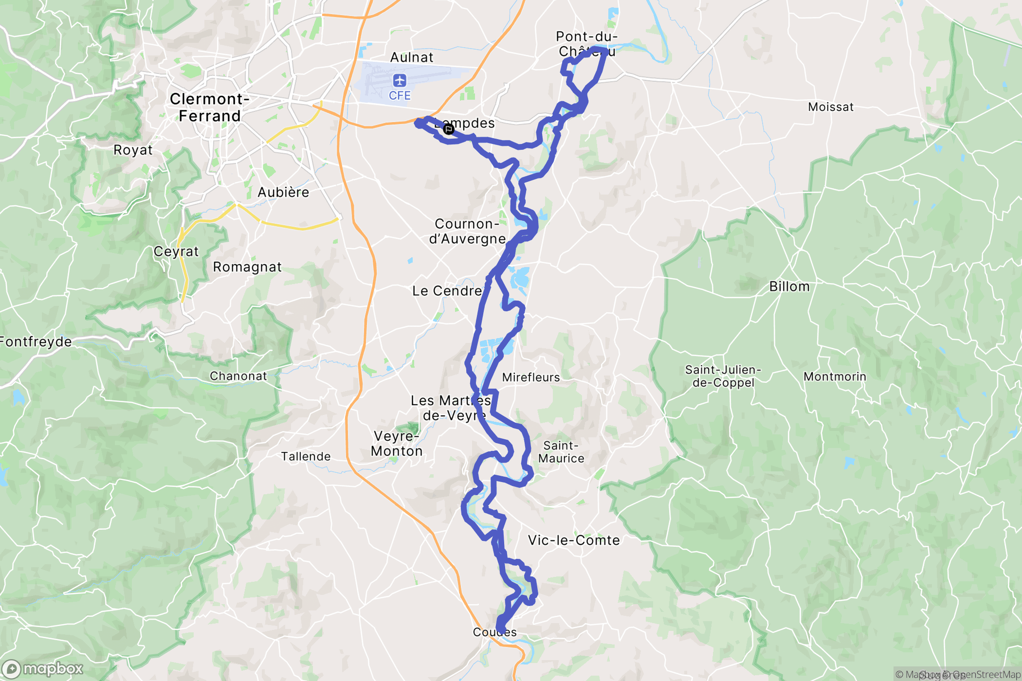 Lempdes : carte du parcours de randonnée - France