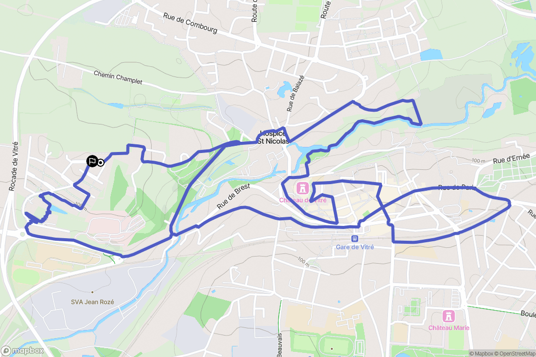 Vitré : carte du parcours de randonnée - France