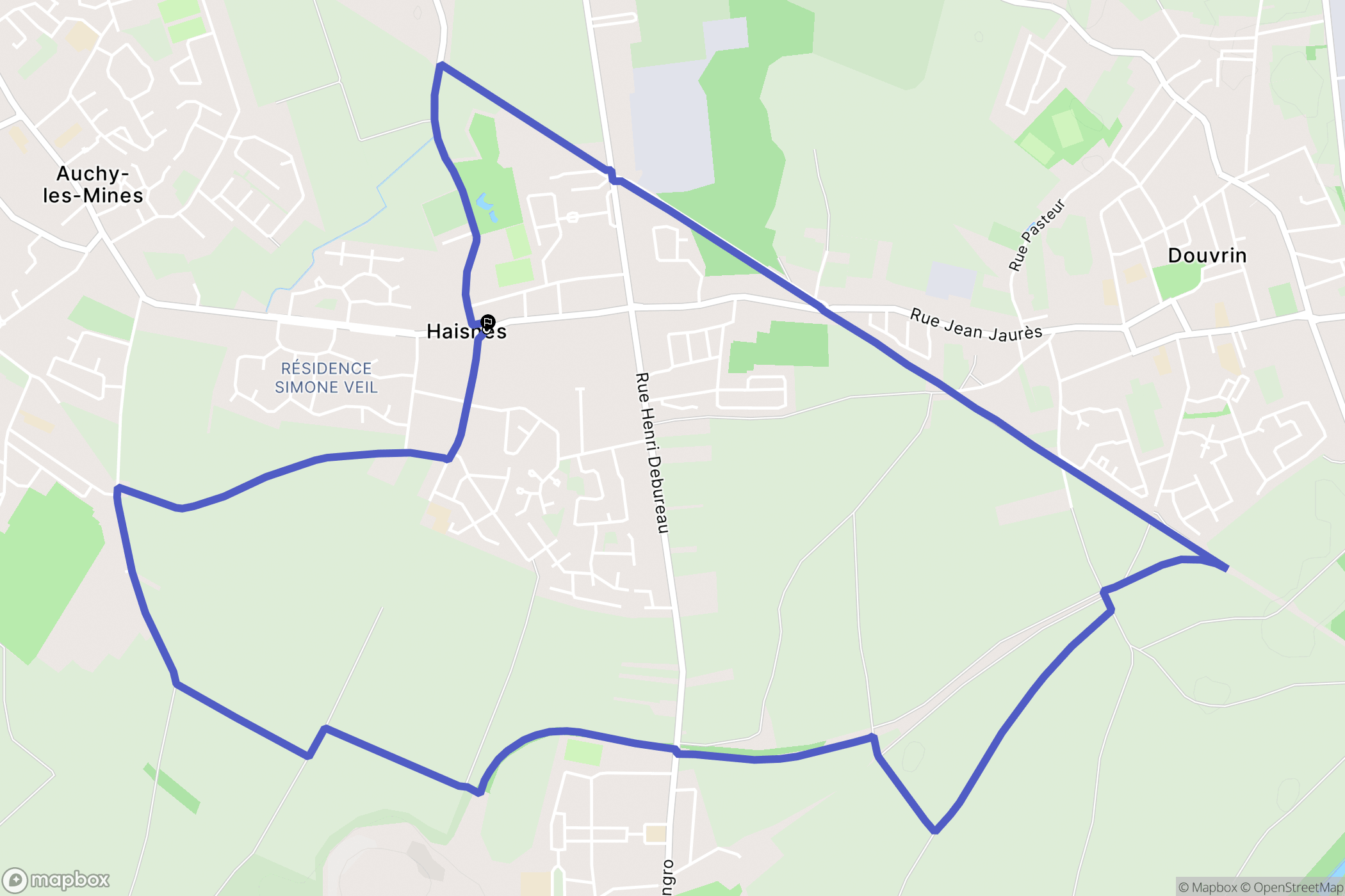Haisnes : carte du parcours de randonnée - France