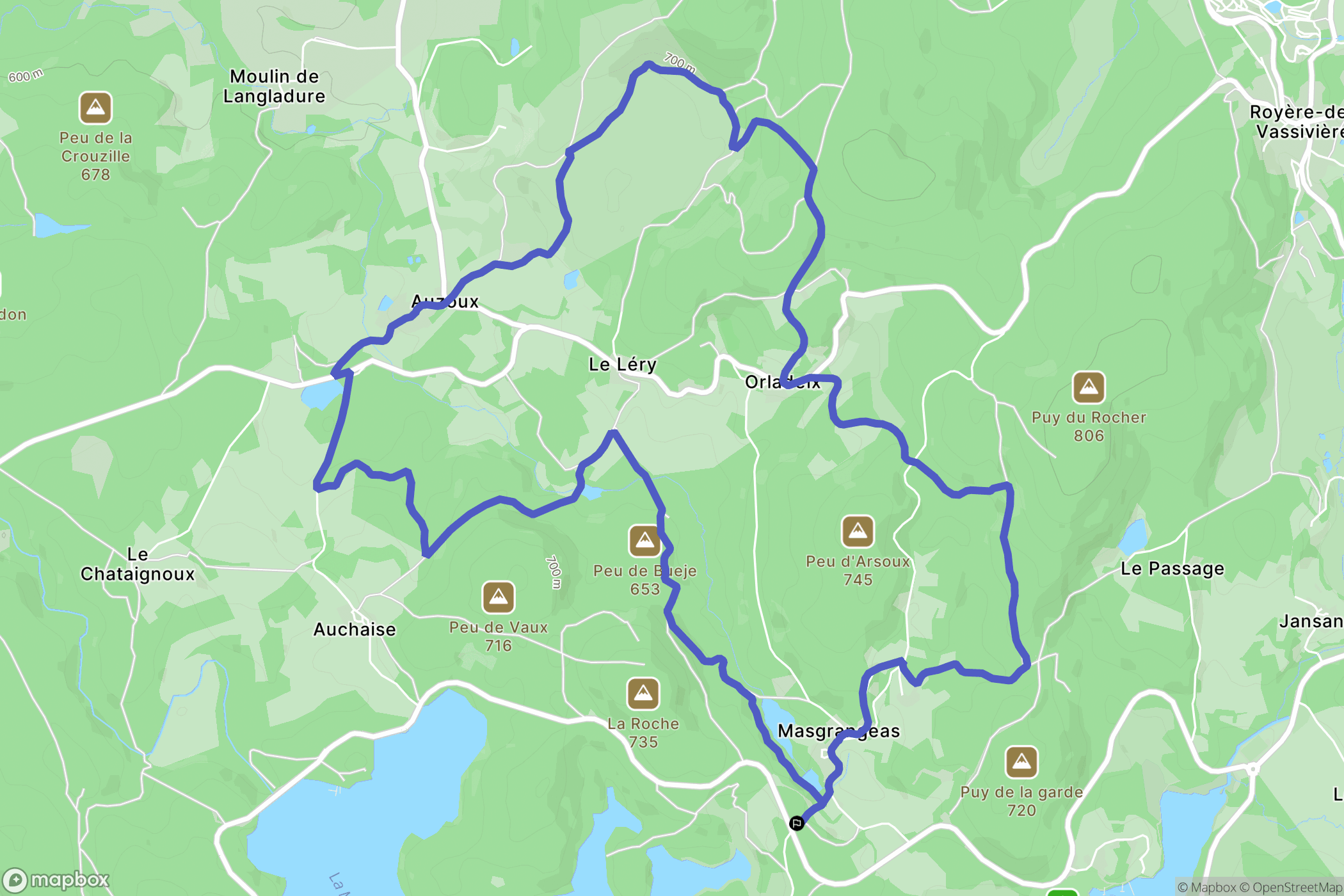 Royère-de-Vassivière : carte du parcours de randonnée - France