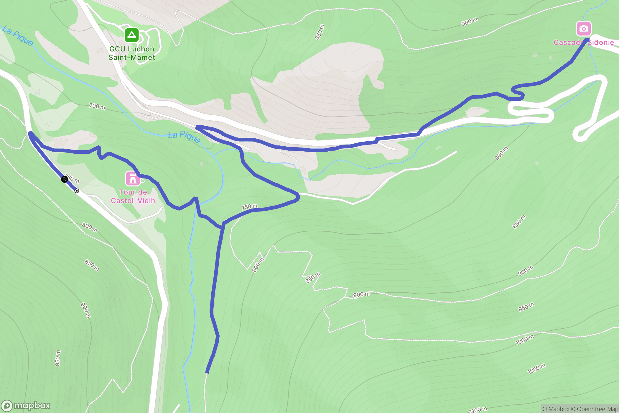 Bagnères-de-Luchon : carte du parcours de randonnée - France