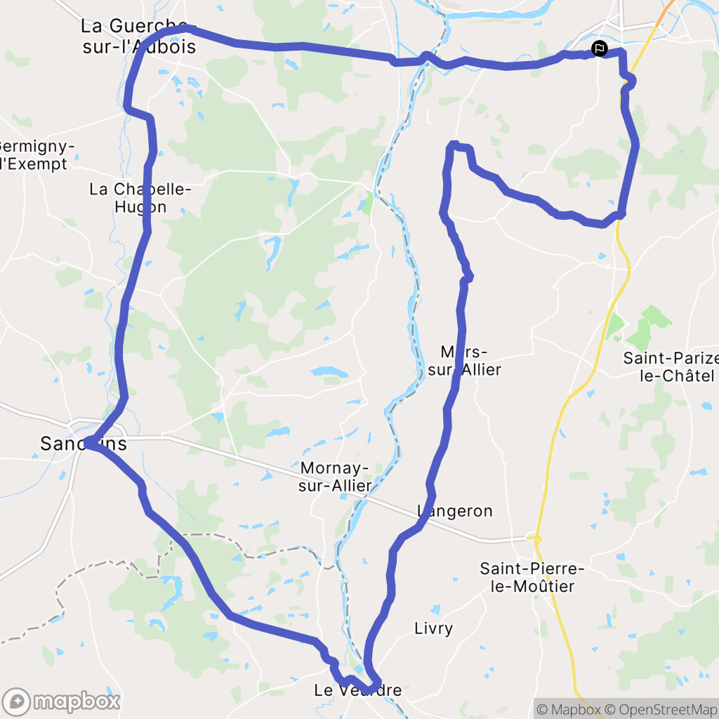 Challuy : carte du parcours de randonnée - France