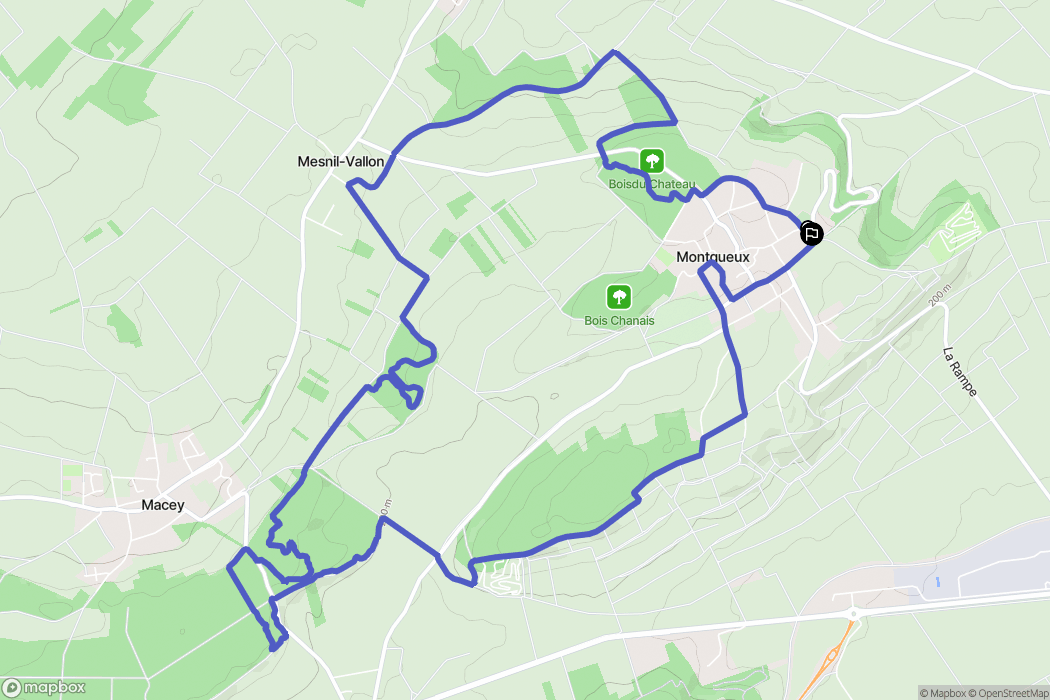 Montgueux : carte du parcours de randonnée - France