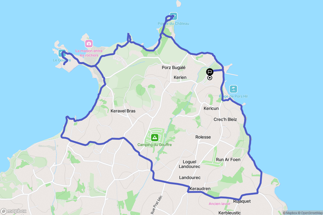 Plougrescant : carte du parcours de randonnée - France