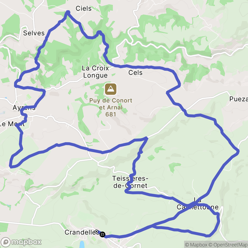 Crandelles : carte du parcours de randonnée - France