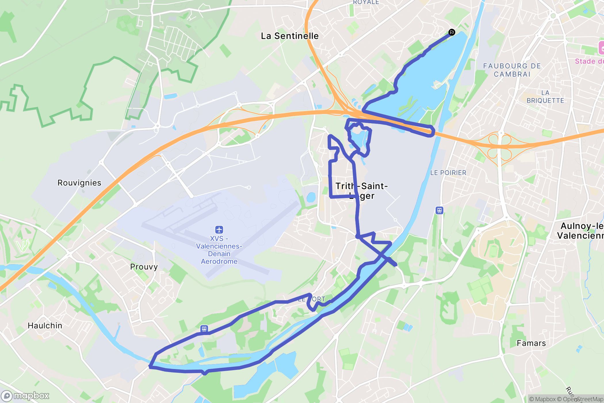 Valenciennes : carte du parcours de randonnée - France