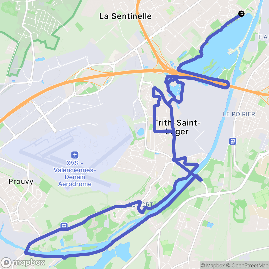 Valenciennes : carte du parcours de randonnée - France
